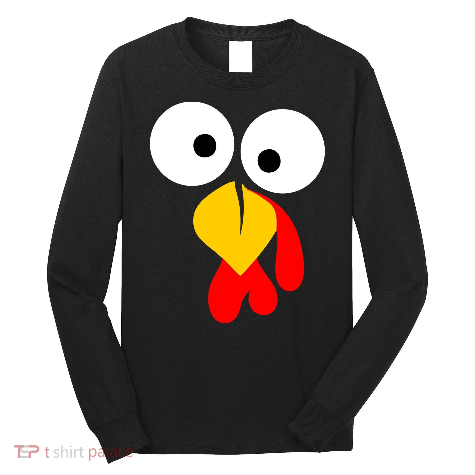 Turkey Face Funny Thanksgiving Day Long Sleeve Shirt