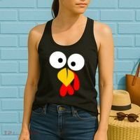 Turkey Face Funny Thanksgiving Day Women's Tank Top thumb 2