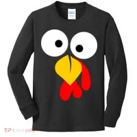 Turkey Face Funny Thanksgiving Day Kids Long Sleeve Shirt thumb 0