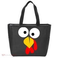 Turkey Face Funny Thanksgiving Day Tote Bag thumb 0