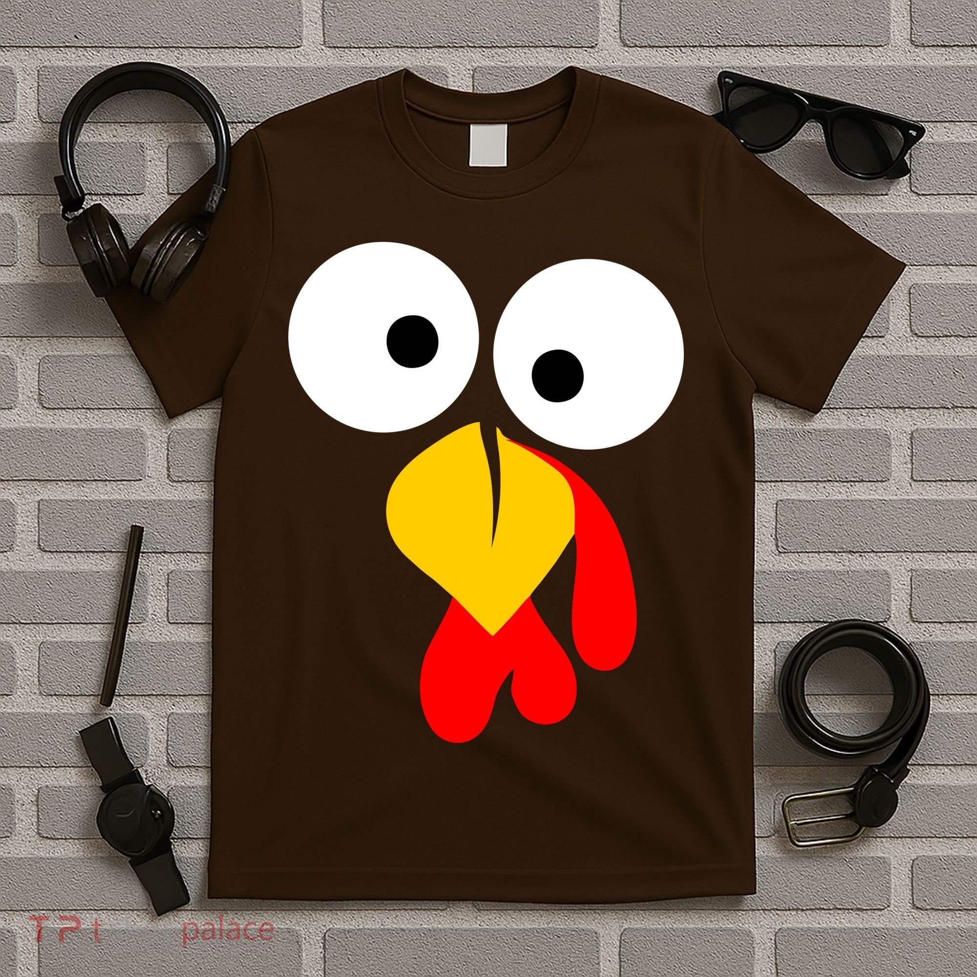 Turkey Face Funny Thanksgiving Day T-Shirt