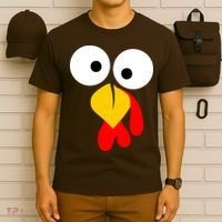 Turkey Face Funny Thanksgiving Day T-Shirt thumb 6