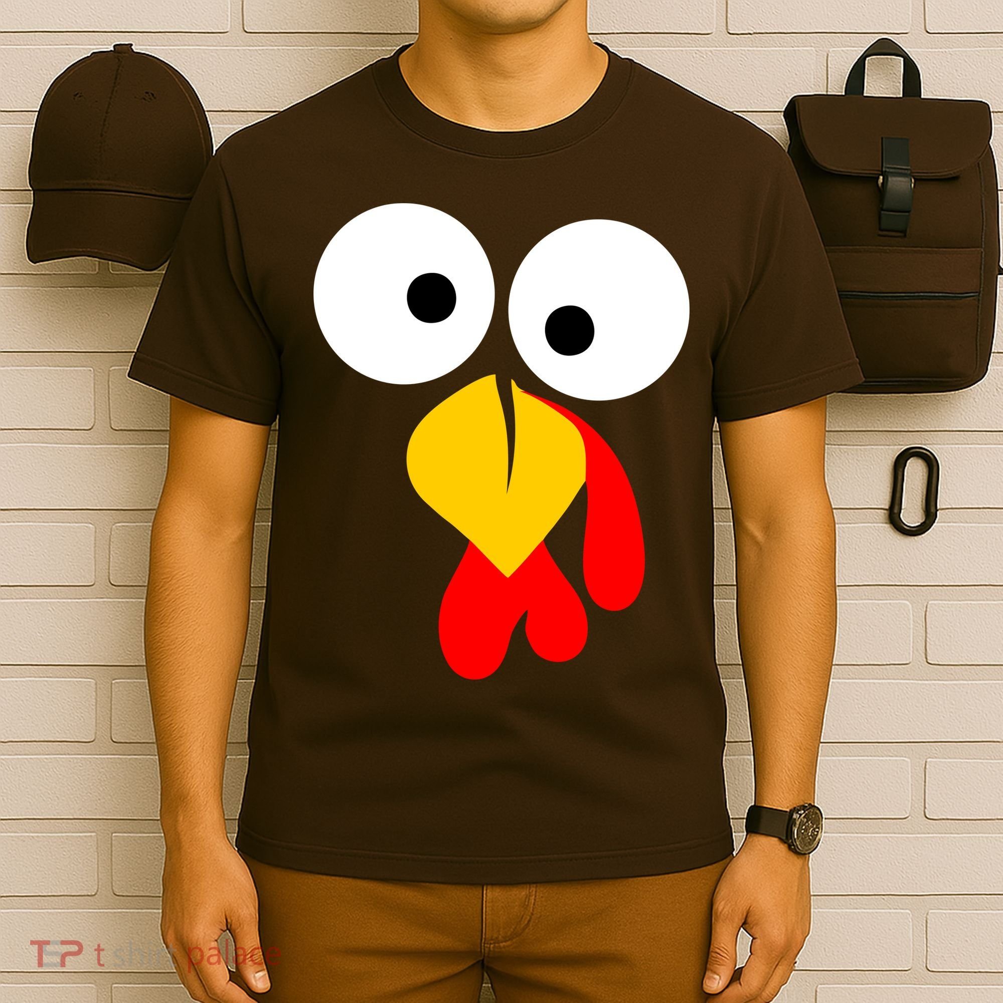 Turkey Face Funny Thanksgiving Day T-Shirt