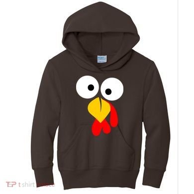 Turkey Face Funny Thanksgiving Day Kids Hoodie