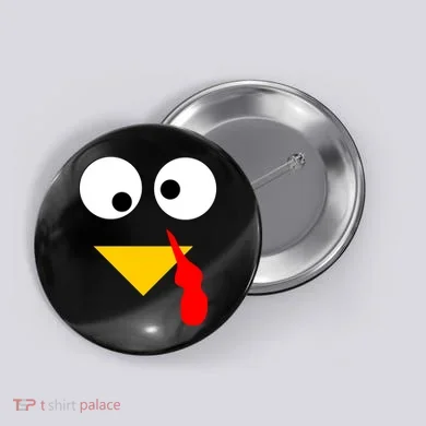 Turkey Face Gobble Thanksgiving Button