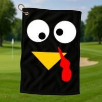 Turkey Face Gobble Thanksgiving Golf Towel thumb 1