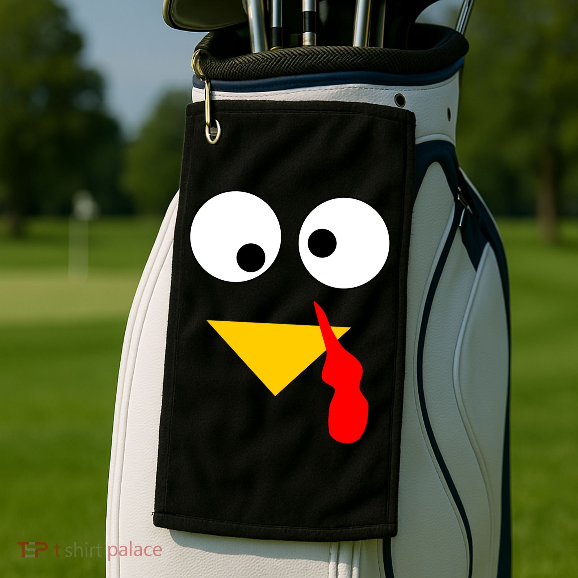 Turkey Face Gobble Thanksgiving Golf Towel