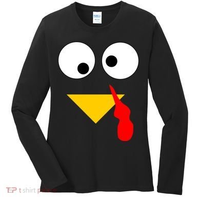 Turkey Face Gobble Thanksgiving Women's Long Sleeve Shirt