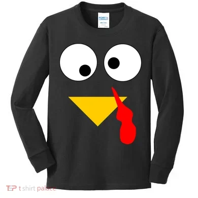 Turkey Face Gobble Thanksgiving Kids Long Sleeve Shirt