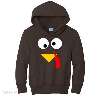Turkey Face Gobble Thanksgiving Kids Hoodie
