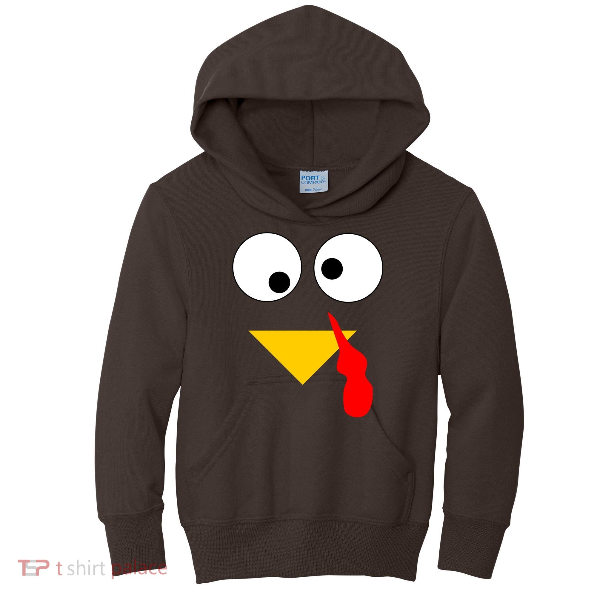 Turkey Face Gobble Thanksgiving Kids Hoodie