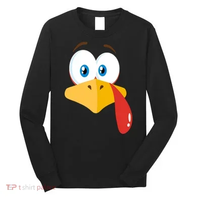 Turkey Face Pilgrim Funny Cute Long Sleeve Shirt