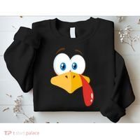 Turkey Face Pilgrim Funny Cute Sweatshirt thumb 2