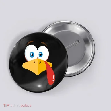Turkey Face Pilgrim Funny Cute Button
