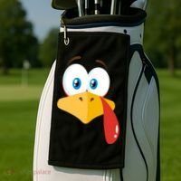 Turkey Face Pilgrim Funny Cute Golf Towel thumb 2