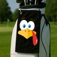 Turkey Face Pilgrim Funny Cute Golf Towel thumb 2