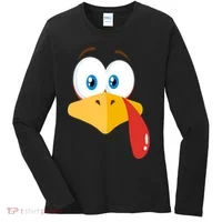 Turkey Face Pilgrim Funny Cute Women's Long Sleeve Shirt thumb 0