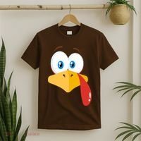 Turkey Face Pilgrim Funny Cute T-Shirt thumb 2