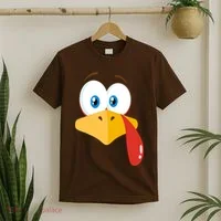 Turkey Face Pilgrim Funny Cute T-Shirt thumb 2
