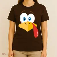 Turkey Face Pilgrim Funny Cute T-Shirt thumb 4