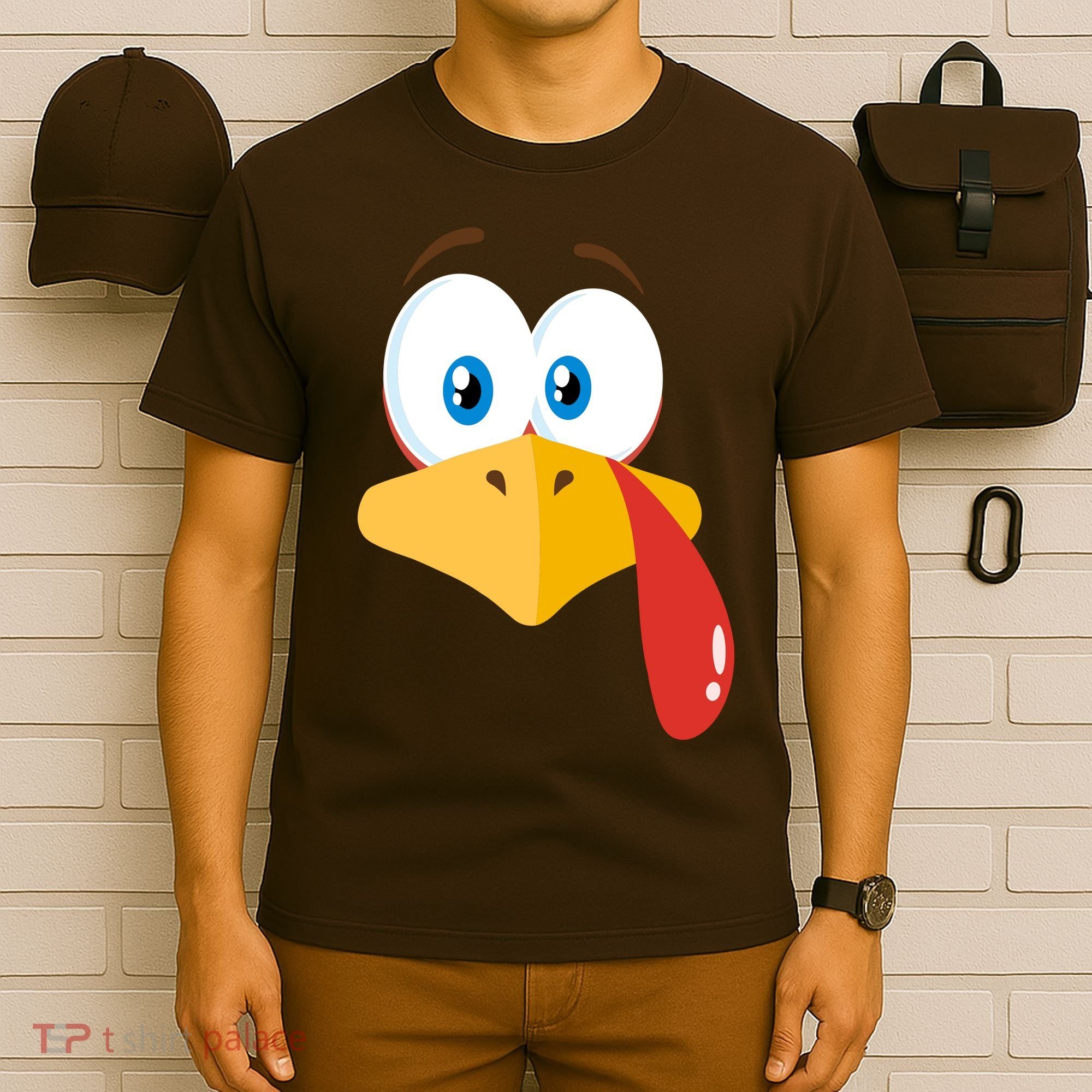 Turkey Face Pilgrim Funny Cute T-Shirt