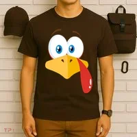 Turkey Face Pilgrim Funny Cute T-Shirt thumb 6