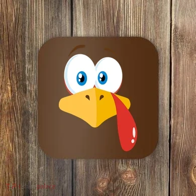 Turkey Face Pilgrim Funny Cute Coaster