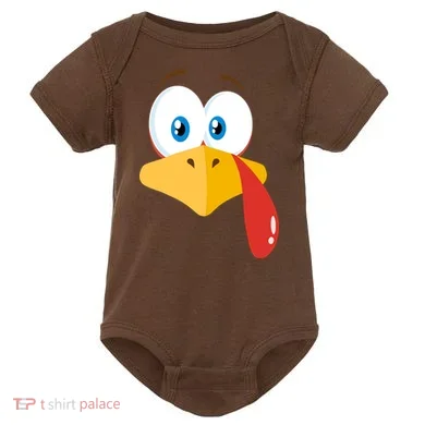 Turkey Face Pilgrim Funny Cute Baby Bodysuit