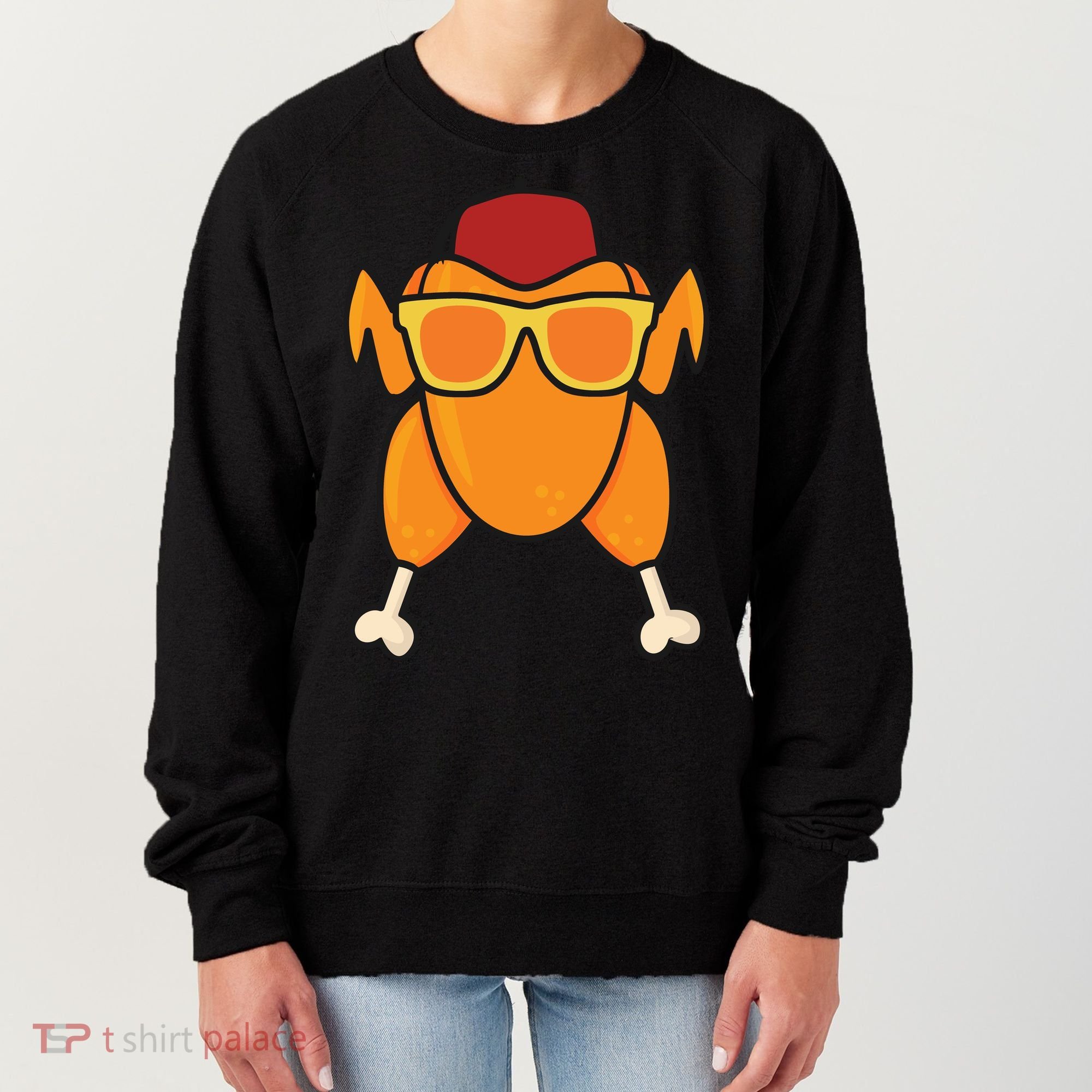 Turkey Head Happy Thanksgiving Day Funny Women's Sweatshirt