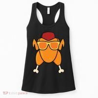 Turkey Head Happy Thanksgiving Day Funny Women's Tank Top thumb 0