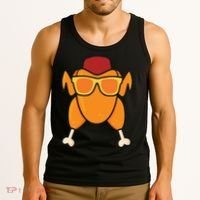 Turkey Head Happy Thanksgiving Day Funny Tank Top thumb 3