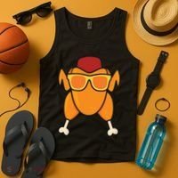 Turkey Head Happy Thanksgiving Day Funny Tank Top thumb 4