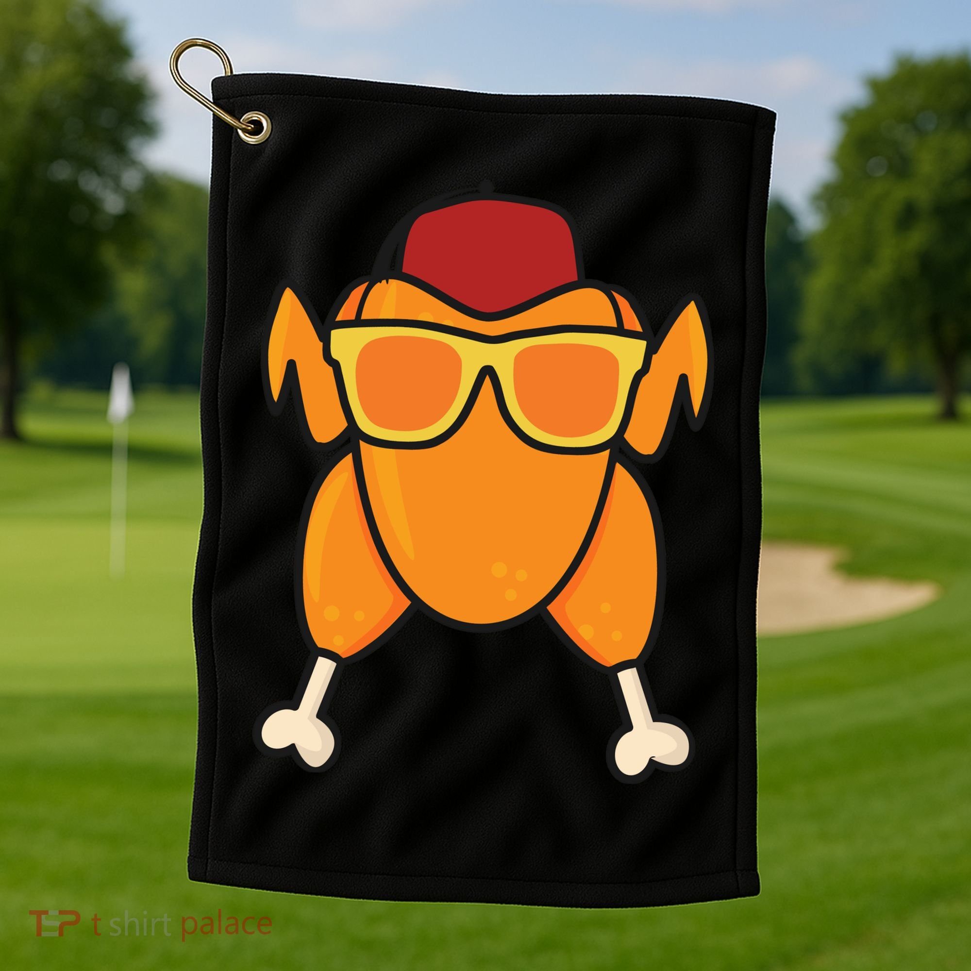 Turkey Head Happy Thanksgiving Day Funny Golf Towel