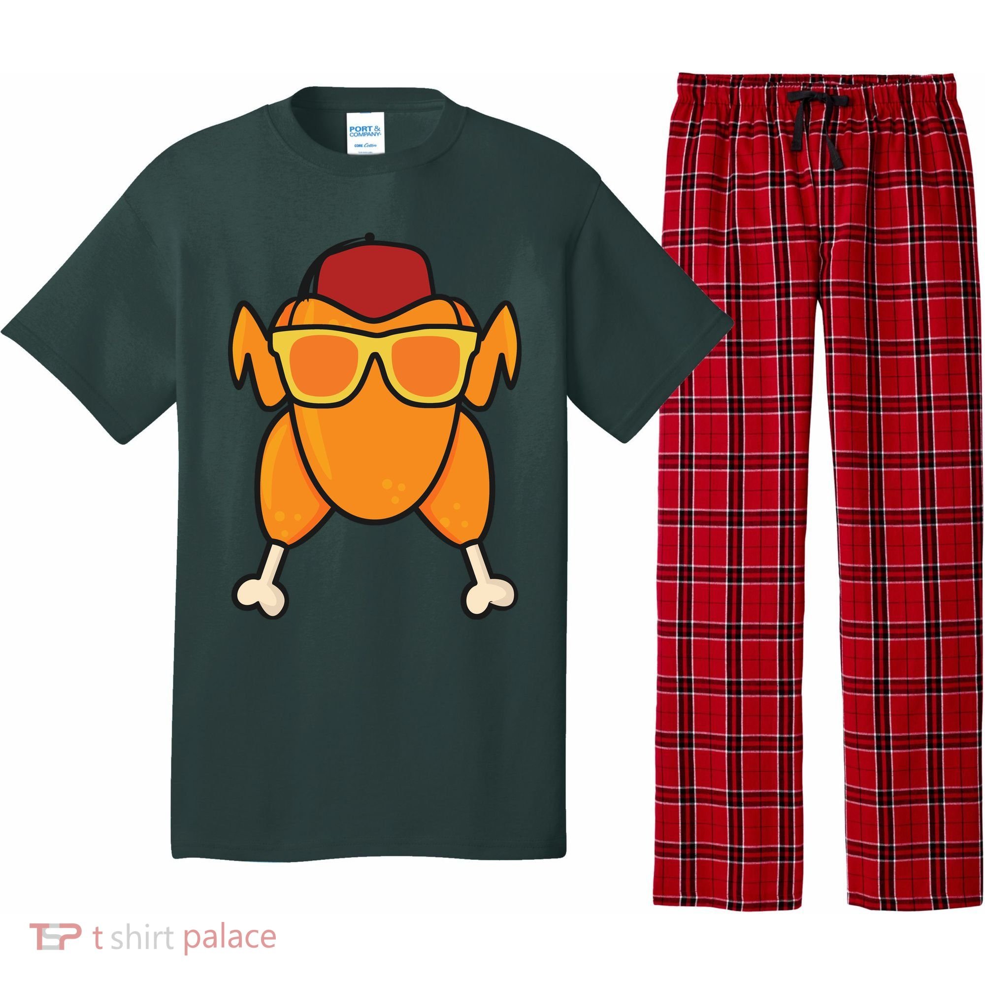 Turkey Head Happy Thanksgiving Day Funny Pajama Set
