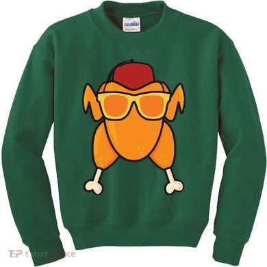 Turkey Head Happy Thanksgiving Day Funny Kids Sweatshirt