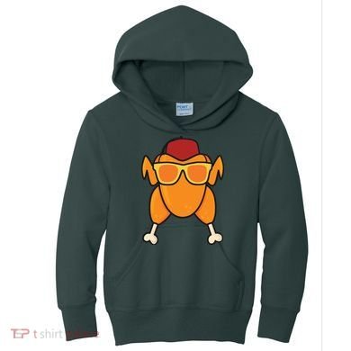 Turkey Head Happy Thanksgiving Day Funny Kids Hoodie