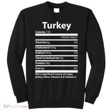 Turkey Nutritional Facts Funny Thanksgiving Sweatshirt