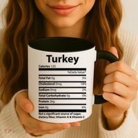 Turkey Nutritional Facts Funny Thanksgiving Coffee Mug thumb 3
