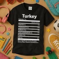 Turkey Nutritional Facts Funny Thanksgiving Kids T-Shirt thumb 3