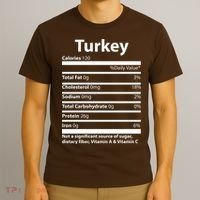 Turkey Nutritional Facts Funny Thanksgiving T-Shirt thumb 3