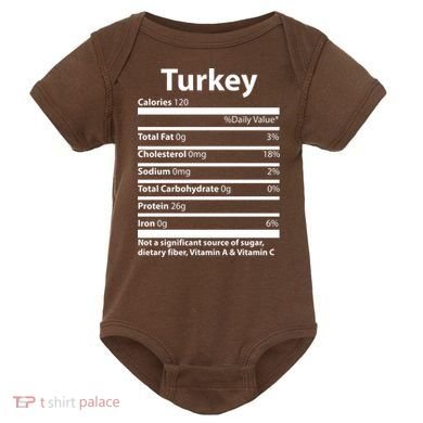 Turkey Nutritional Facts Funny Thanksgiving Baby Bodysuit