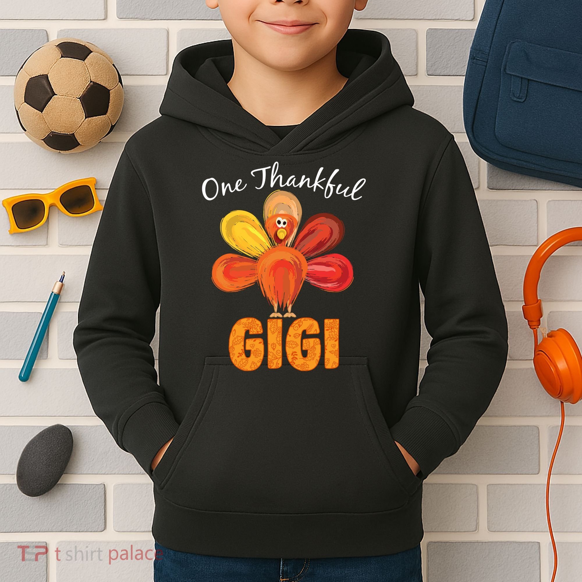 Turkey One Thankful Gigi Kids Hoodie