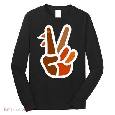 Turkey Peace Sign Hand Long Sleeve Shirt