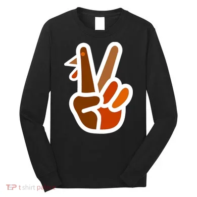Turkey Peace Sign Hand Long Sleeve Shirt
