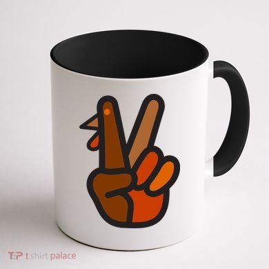 Turkey Peace Sign Hand Coffee Mug back
