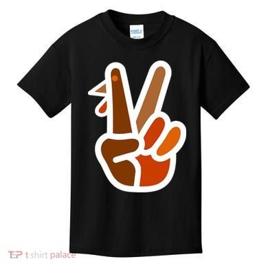 Turkey Peace Sign Hand Kids T-Shirt