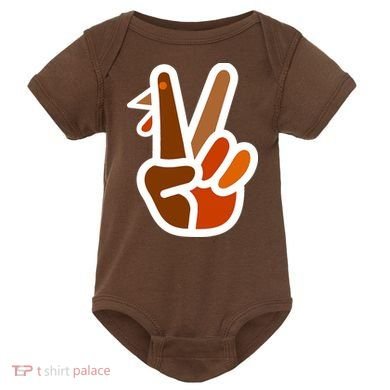 Turkey Peace Sign Hand Baby Bodysuit