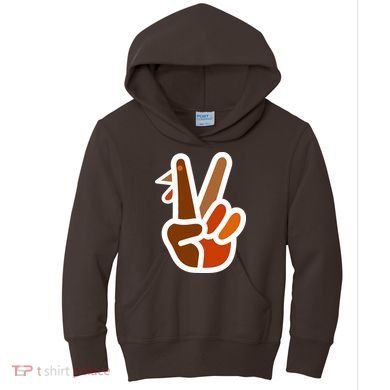 Turkey Peace Sign Hand Kids Hoodie