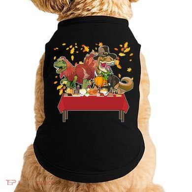 Turkey Pilgrim Dinosaurs T-Rex Funny Thanksgiving Doggie Tank