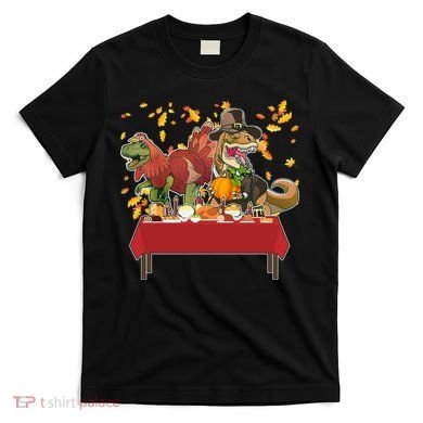 Turkey Pilgrim Dinosaurs T-Rex Funny Thanksgiving T-Shirt